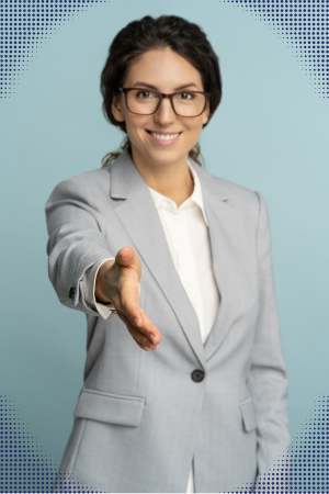Professional woman extended hand in greeting