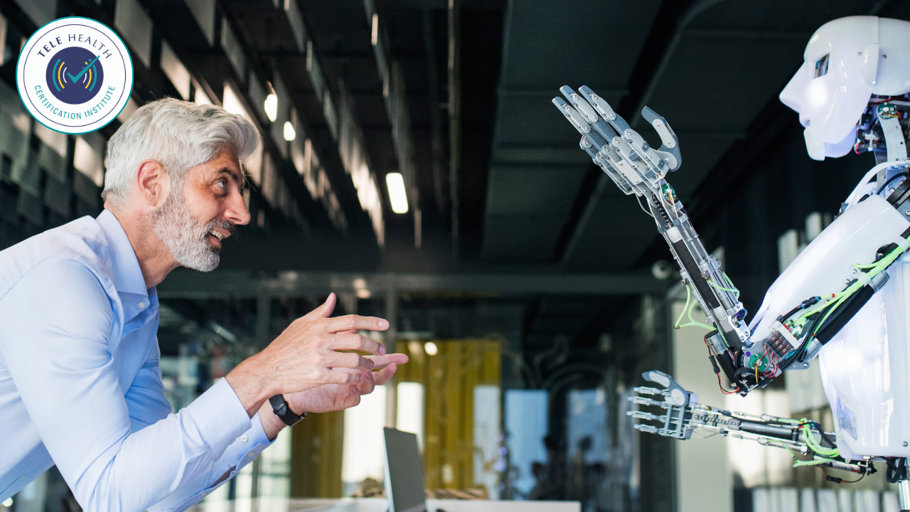 Differential Diagnosis Dialogue Man having conversation with a robot