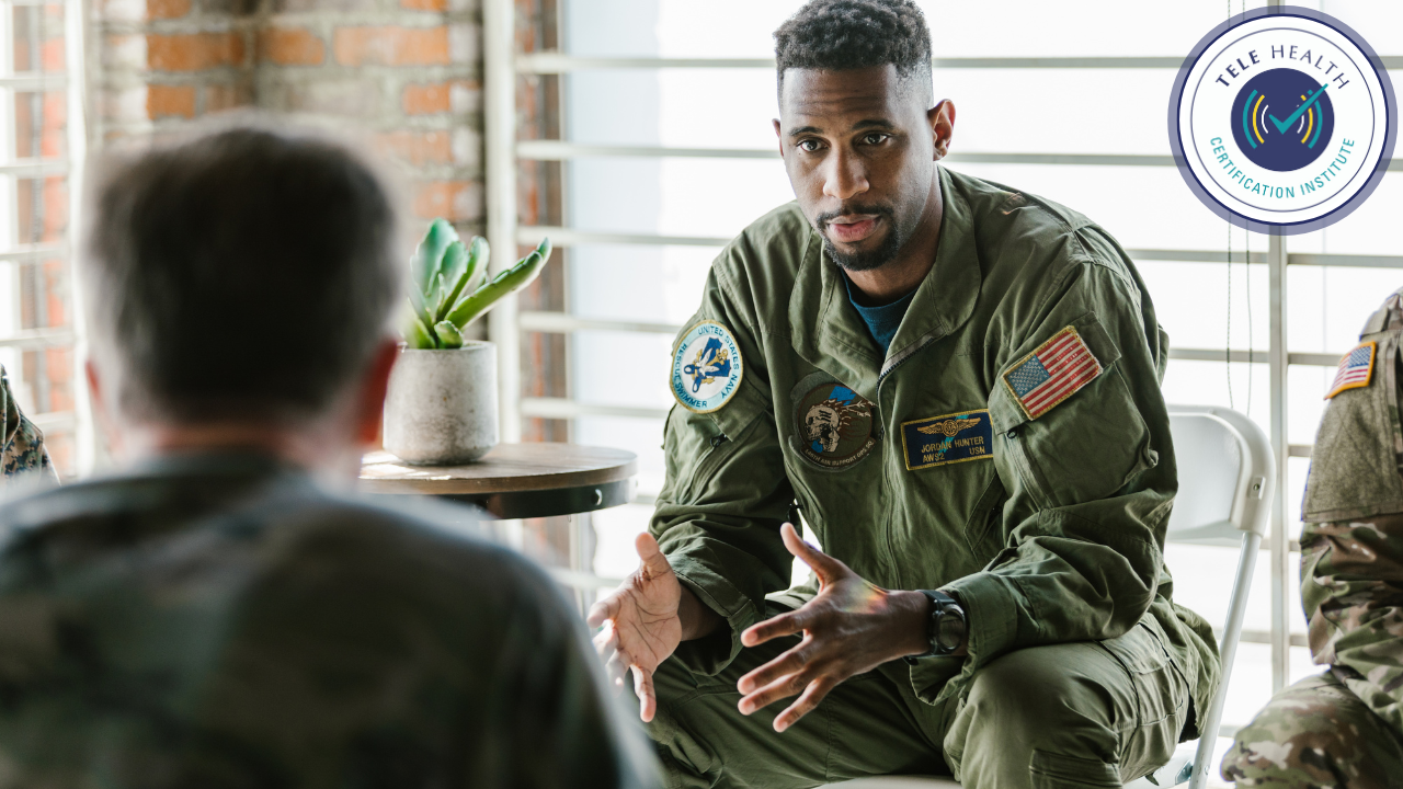 three soldiers sitting and speaking