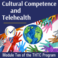 Globe map surrounded by hands depicting cultural competence and Telehealth