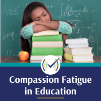 Lady resting on Books Compassion Fatigue in Education