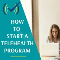 Female on computer starting her Telehealth Program.