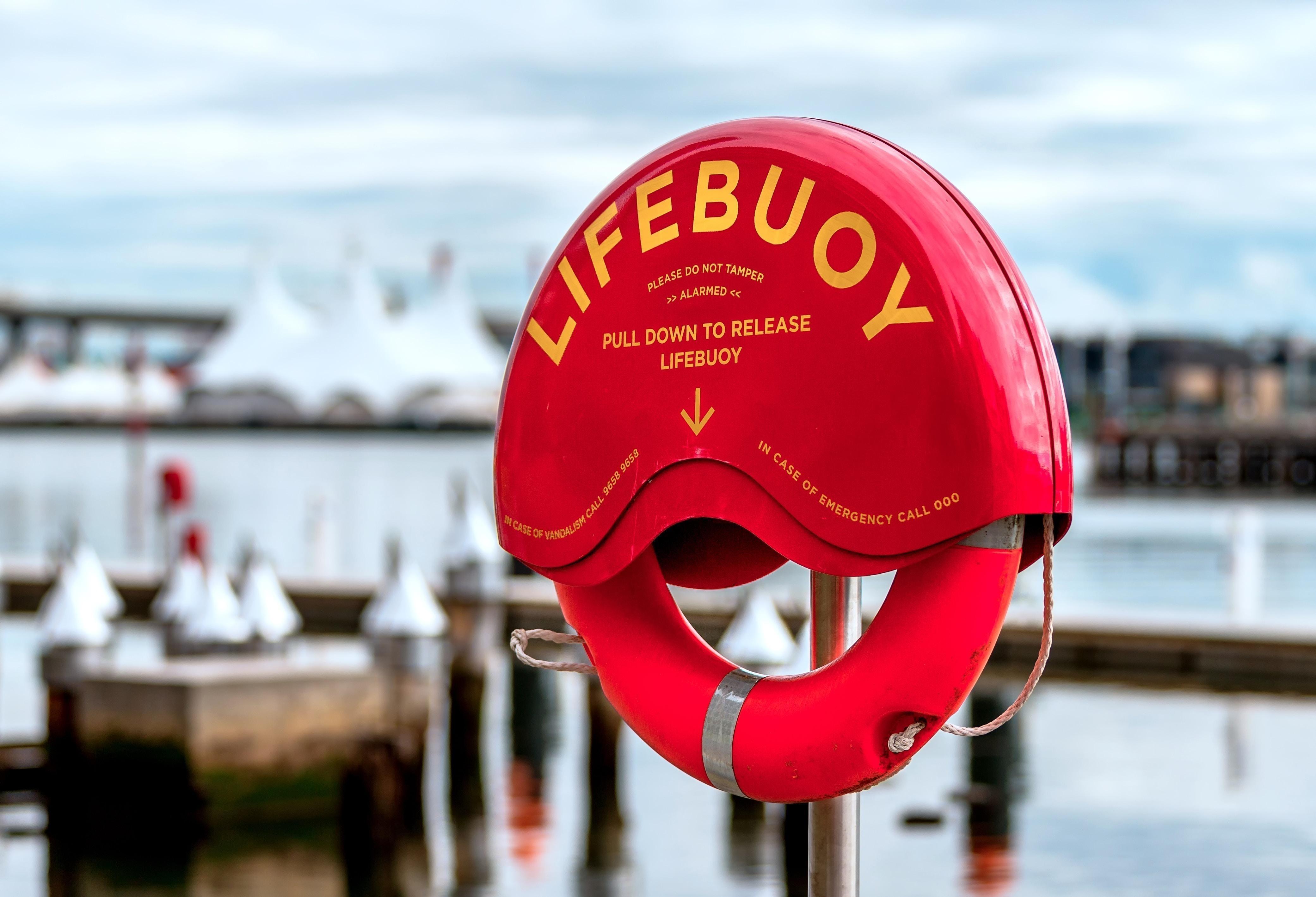 Lifebuoy sign representing Emergency Help (USA)